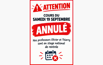 PAS COURS SAMEDI 19 SEPTEMBRE
