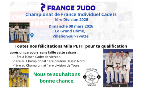 Championat de France Individuel Cadets 1ère Division 2026